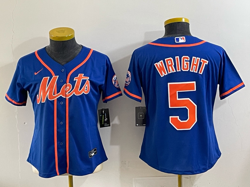 Women New York Mets #5 Wright blue 2025 MLB Nike jersey 006